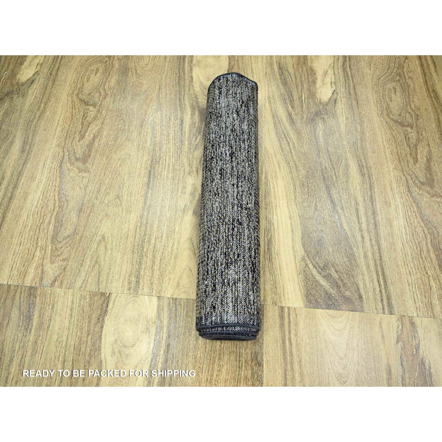 2'6"X8' Black & Brown Oxidized Grass Design Wool Hand Knotted Runner Rug