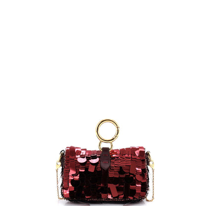 Fendi Chain Baguette Charm Bag Sequins Nano