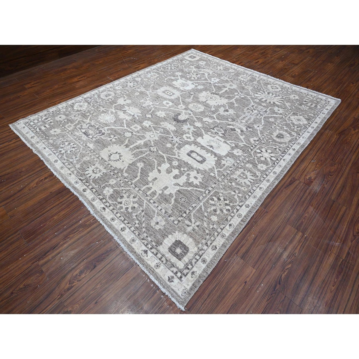 8'1"X9'9" Agreeable Gray Wool Weft Angora Oushak Oriental Rug