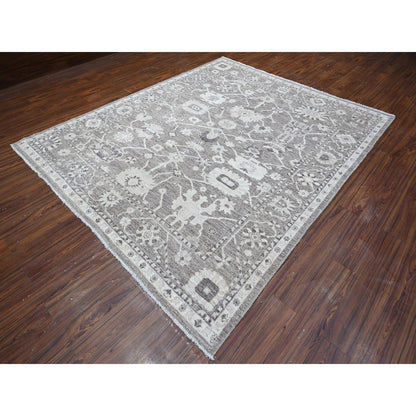 8'1"X9'9" Agreeable Gray Wool Weft Angora Oushak Oriental Rug