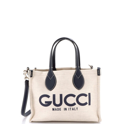 Gucci Logo Shopper Tote Printed Canvas Small