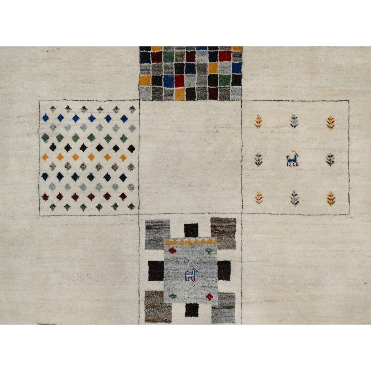 8'3"X10'2" White Modern Wool Hand Knotted Animal Figurines Lori Buft Rug