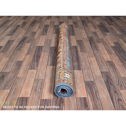 5'2"X7' Blue Antique Karachopf Kazak Design Soft Wool Hand Knotted Rug