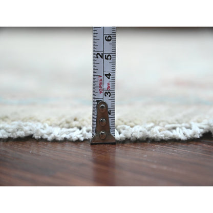 Rug 6'x6' White Heriz All Over Design Wool Hand Knotted Round Oriental