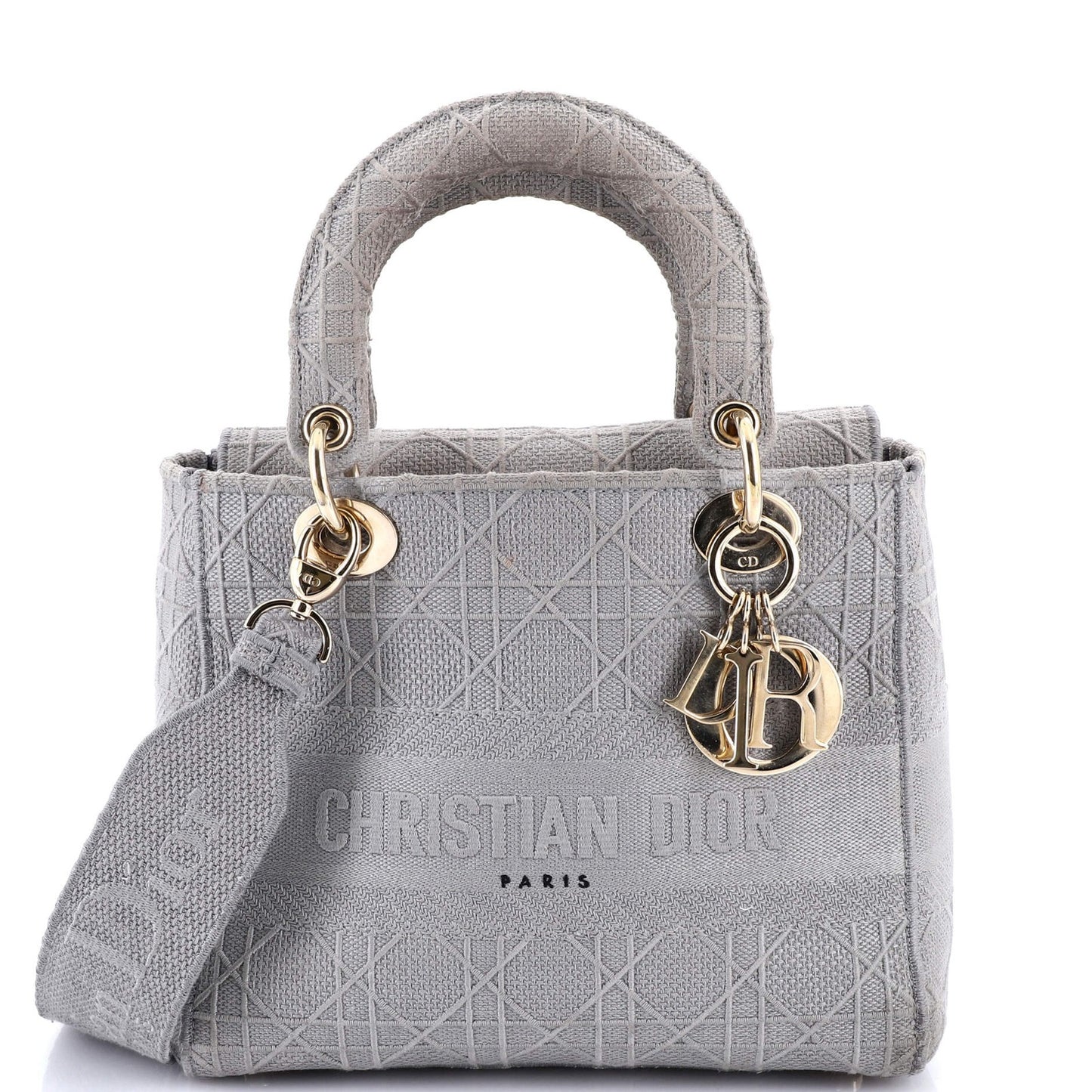 Christian Dior Lady D-Lite Bag Cannage Embroidered Canvas Medium