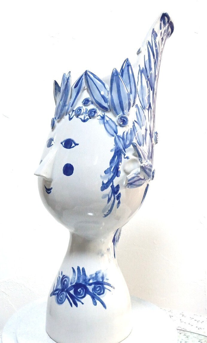 Handmade BJORN WIINBLAD Flower Vase "Girl from Arles" Blue House Ceramic