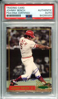 Johnny Bench Autographed 1993 Spectrum Holdings Card (Psa)