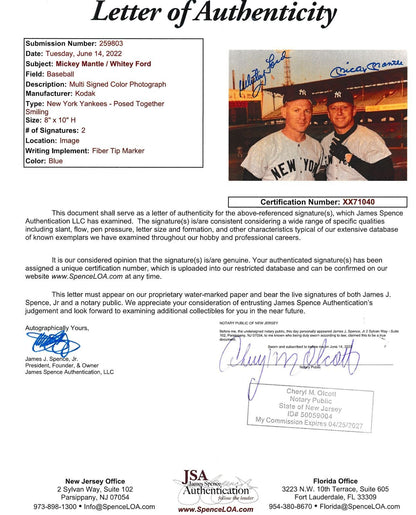 Mickey Mantle/Whitey Ford Hof Dual-Autographed