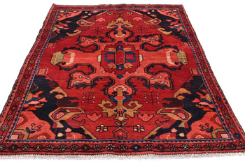 Hand-Knotted Red Tribal Floral Design Oriental