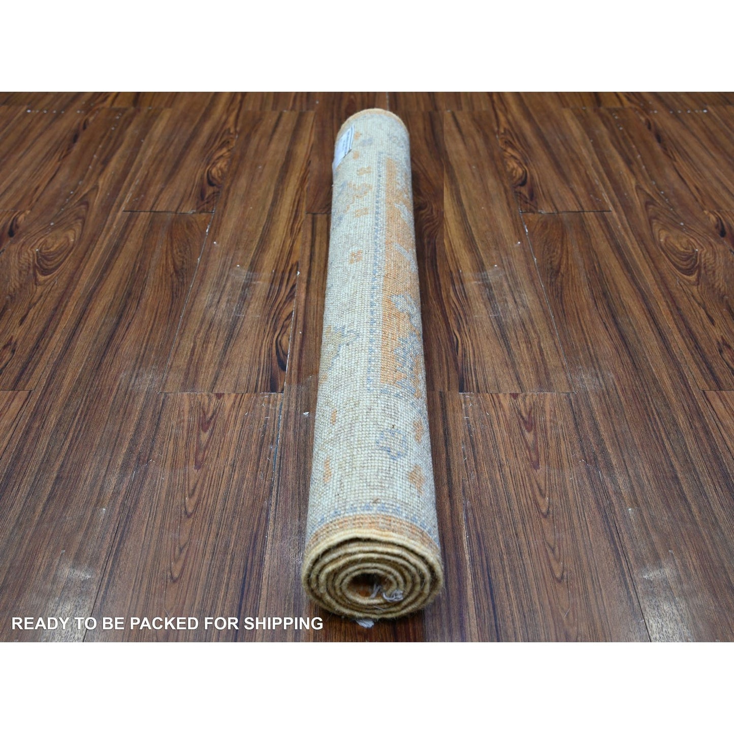 3'1"X4'9" Orange Oushak Cypress Willow Tree Design Wool Hand Knotted Rug