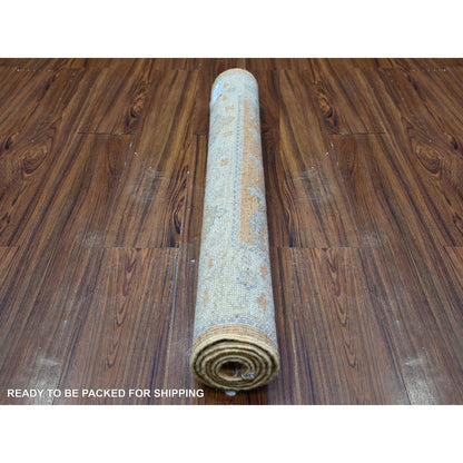 3'1"X4'9" Orange Oushak Cypress Willow Tree Design Wool Hand Knotted Rug