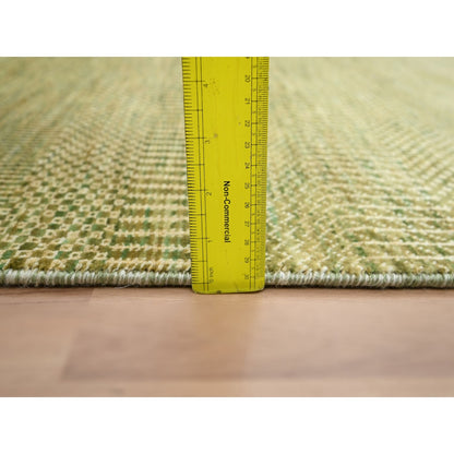 4'X8' Brown Grass Design Hand Knotted Wool And Silk Runner Oriental Rug