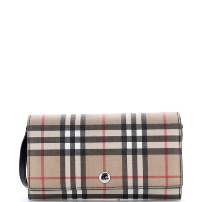 Burberry Hannah Wallet On Strap Vintage Check Canvas
