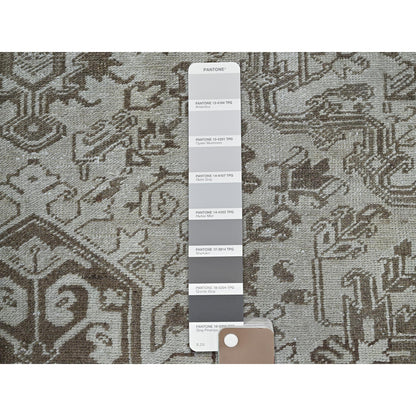 7'6"X10'4" Pastel Gray Vintage Zoroastrian Heris All Wool Hand Knotted Rug