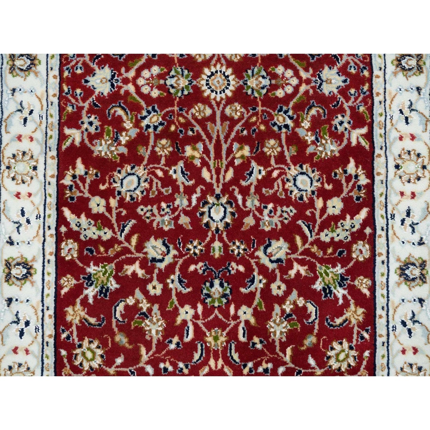 2'8"X6'8" Red 250 Kpsi Pure Wool Hand Knotted Nain Design Runner Rug