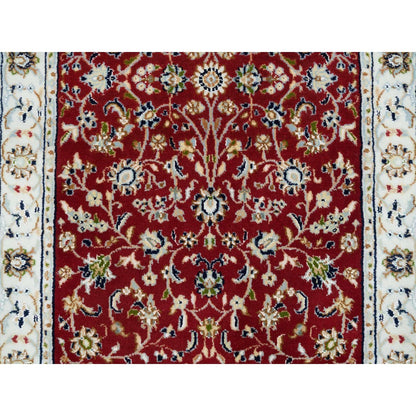 2'8"X6'8" Red 250 Kpsi Pure Wool Hand Knotted Nain Design Runner Rug