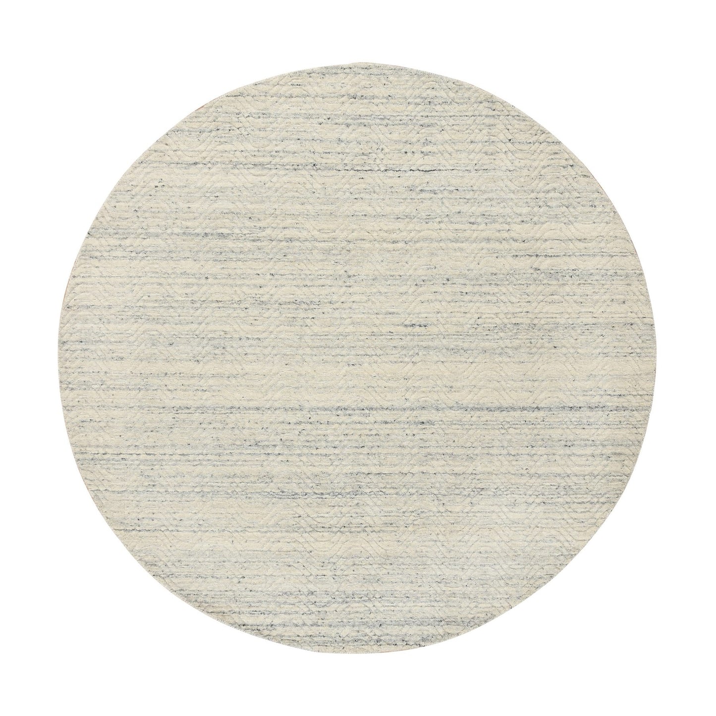 6'X6' Beige Wool Hand Loomed Variegated Modern Design Round Rug