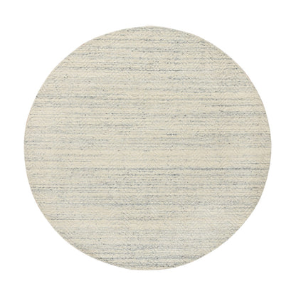 6'X6' Beige Wool Hand Loomed Variegated Modern Design Round Rug