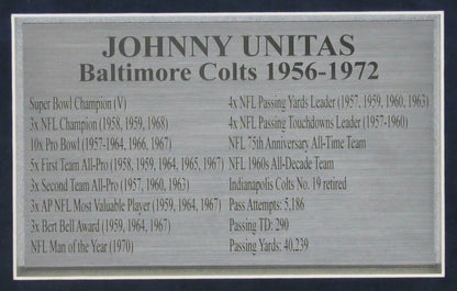 Johnny Unitas Colts Hof Signed 3X5 Index Photo