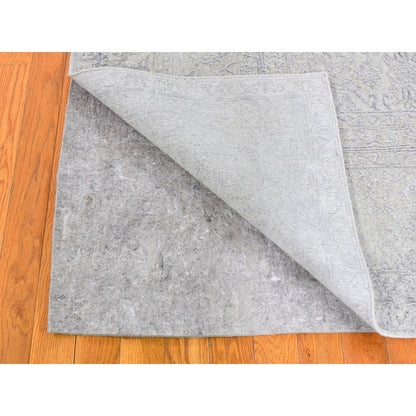 8'X10' Beige Wool And Silk Hand Loomed Fine Jacquard Rug