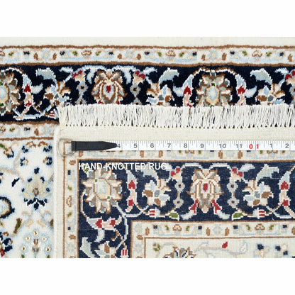 2'7"X8'2" Ivory Hand Knotted Nain 250 Kpsi Wool Runner Rug