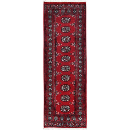 2'X6' Chili Red Princess Bokara Soft Wool Hand Knotted Narrow Runner Rug