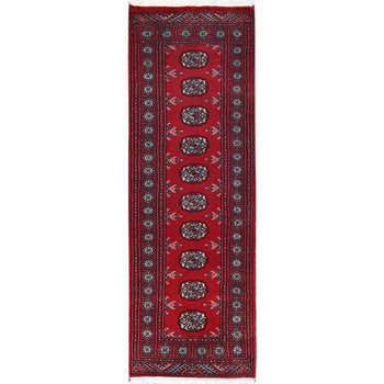 2'X6' Chili Red Princess Bokara Soft Wool Hand Knotted Narrow Runner Rug
