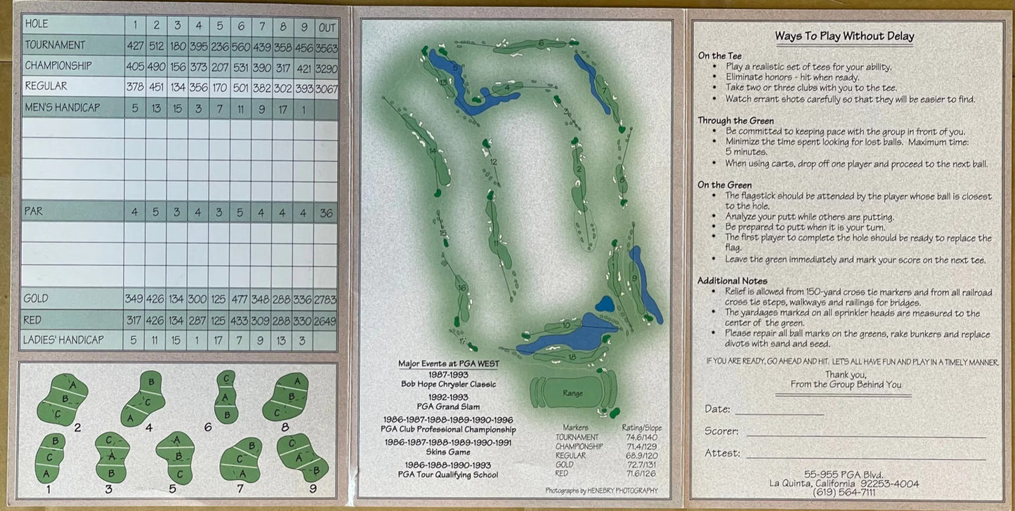 Annika Sorenstam Autographed Pga Score Card