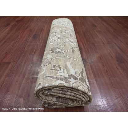 9'x12' Brown Peshawar with Heris All Over Design Wool Hand Knotted Rug