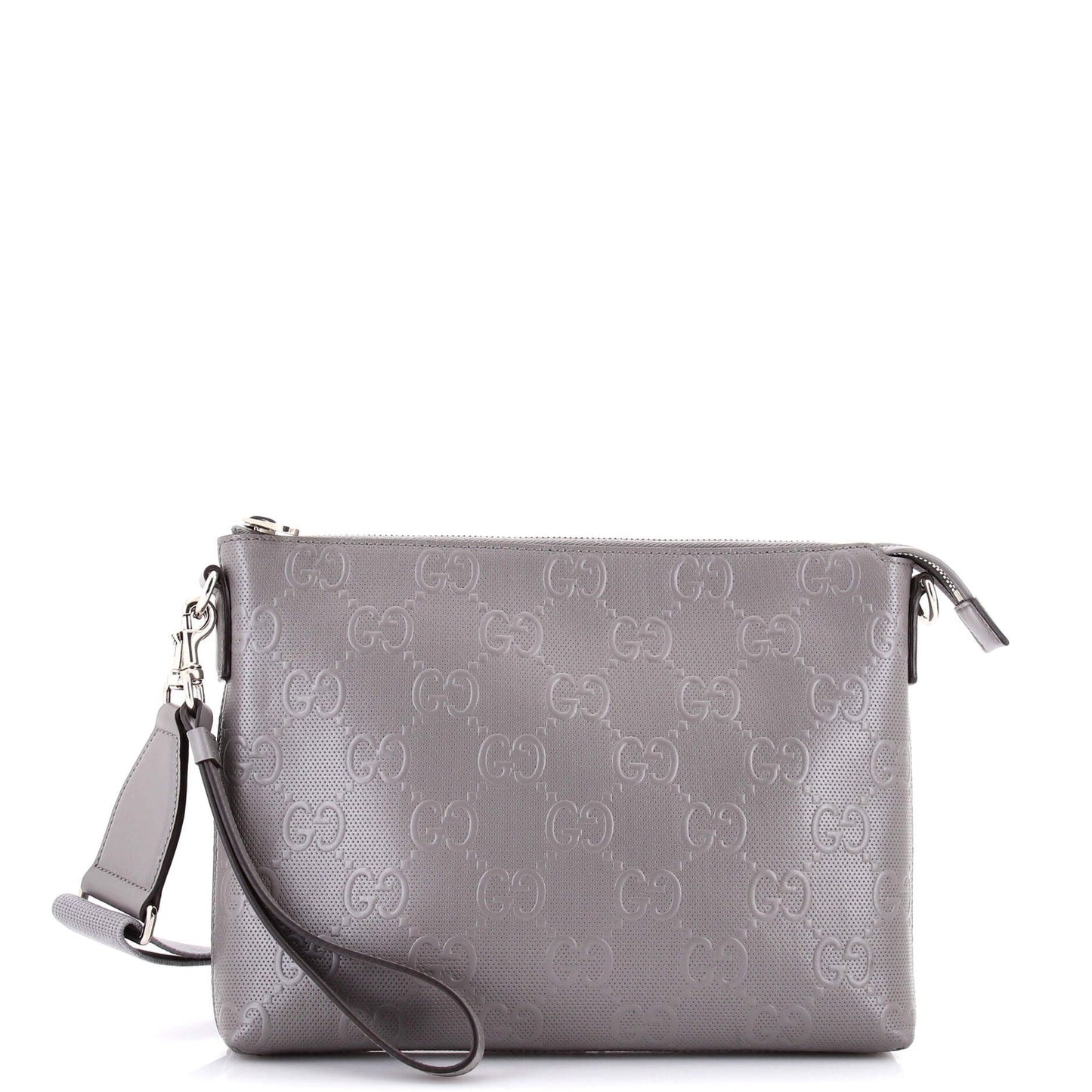 Gucci Convertible Messenger Bag Gg Embossed Perforated Leather Medium