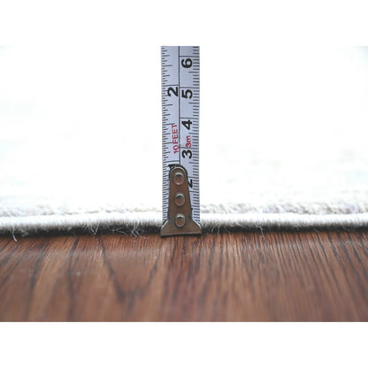 2'6"X5'9" Gray Washed Peshawar Leaf Design Wool Hand Knotted Runner Rug