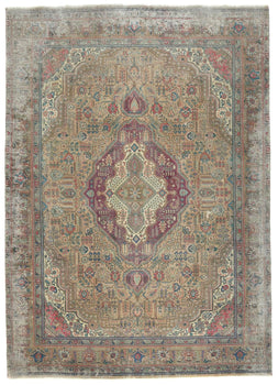 Handmade Distressed Vintage Semi-Antique 9X12 ft