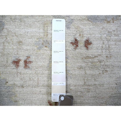 3'10"X9'8" Gray Wool Hand Knotted Afghan Angora Oushak Wide Runner Rug