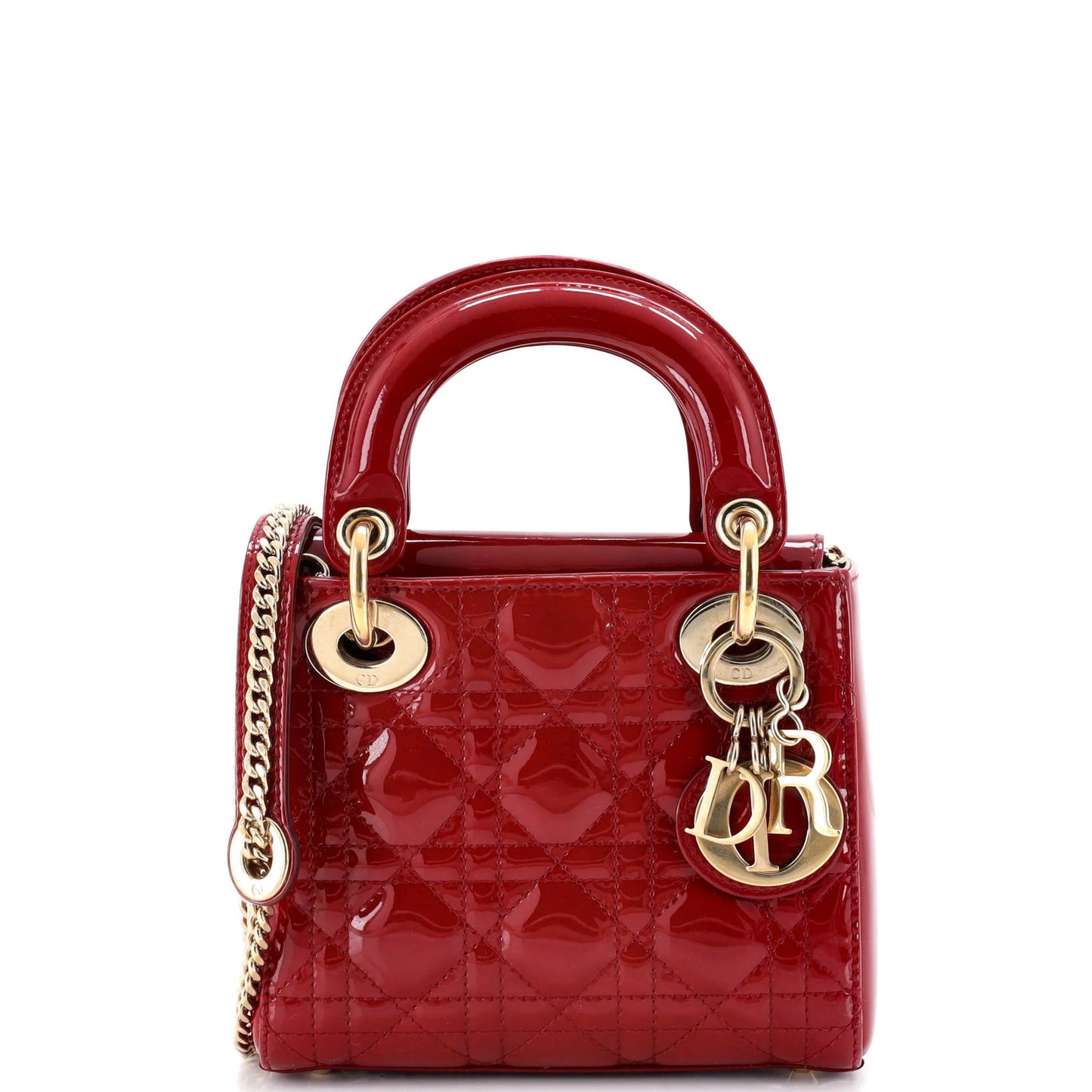 Christian Dior Lady Dior Chain Bag Cannage Quilt Patent Mini