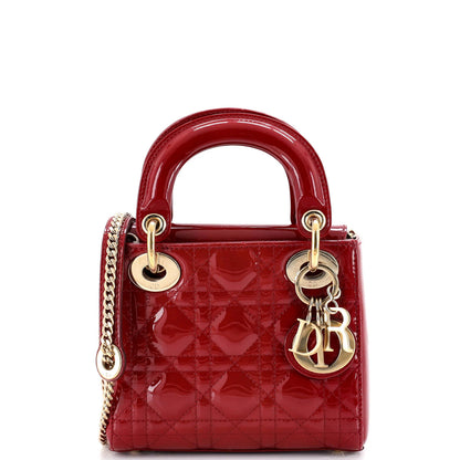 Christian Dior Lady Dior Chain Bag Cannage Quilt Patent Mini