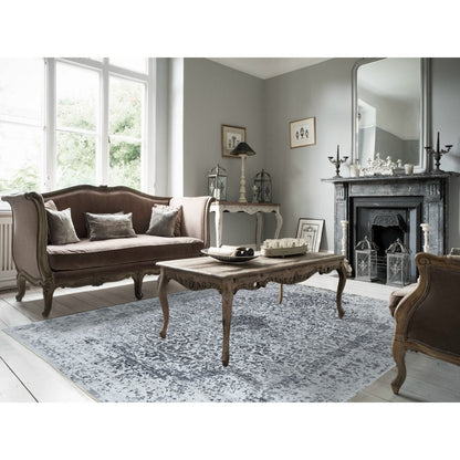 8'X10'1" Hand Knotted Grey Broken Farsian Design Wool And Pure Silk Rug