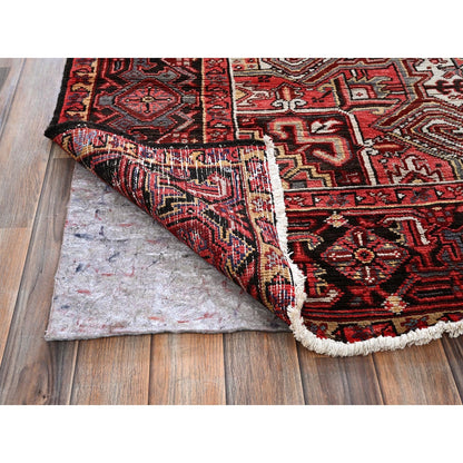 7'10"X10'6" Blush Red Vintage Zoroastrian Heris Pure Wool Hand Knotted Rug