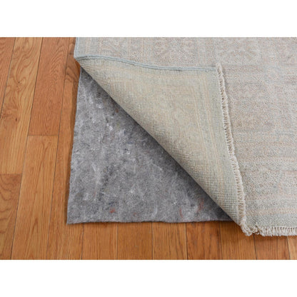 4'X6' Beige Hand Knotted Washed Out Khotan Design Pure Wool Rug