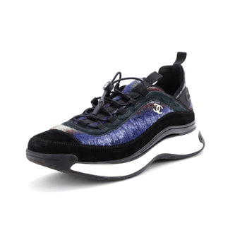 Chanel Men'S Cc Cap Toe Logo Sneakers Suede And Wool