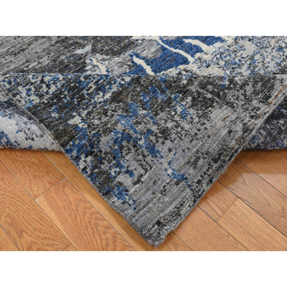 8'1"X10'1" Gray Broken Flower Design Pure Wool Hand Knotted Rug