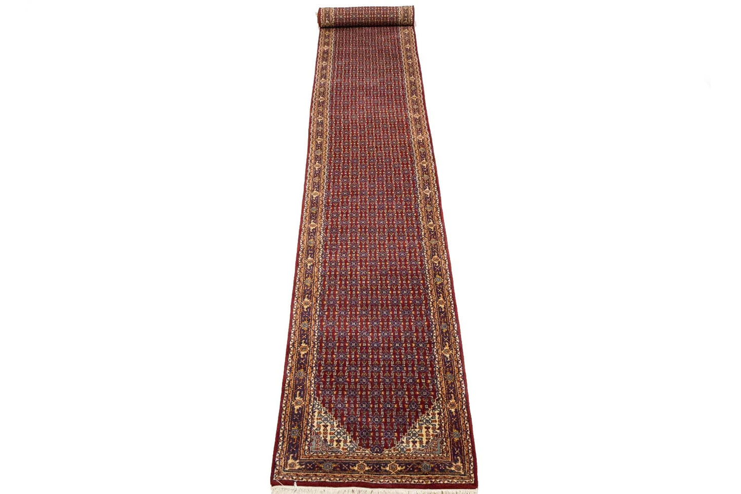Hand knotted Indo Botemir wool runner rug oriental carpet hallway