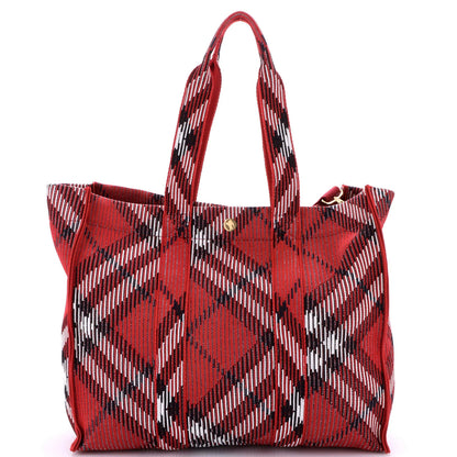 Burberry Shopper Tote Knit Check Jacquard Medium