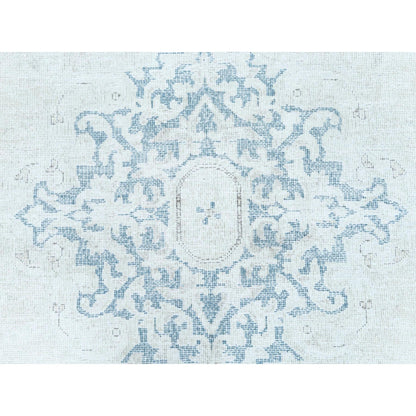 9'6"X12'9" Ivory Hand Knotted Wool Shabby Chic Distressed Old Farsian Rug