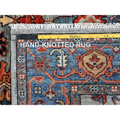 4'1"X11'9" Agate Gray Heris All Over Design Hand Knotted Wool Runner Rug