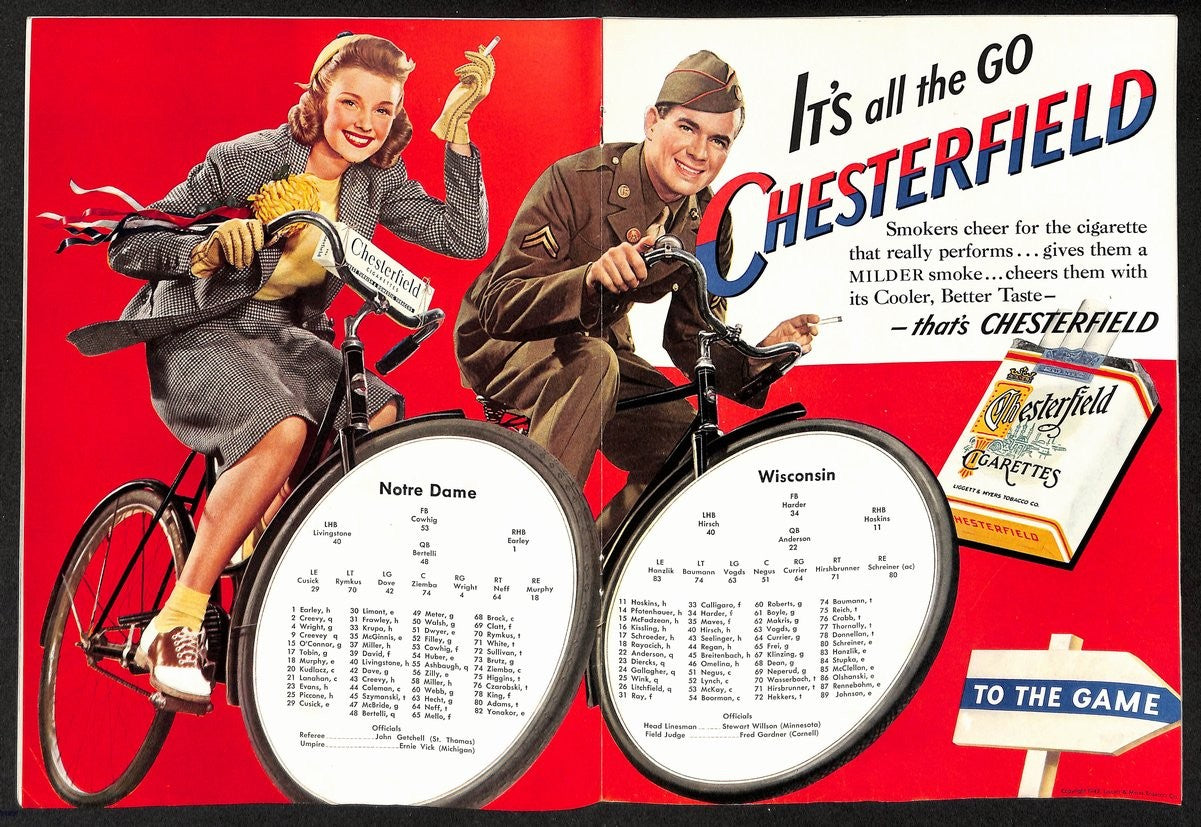 1942 Wisconsin Vs Notre Dame Vintage College Football Game Program 195823