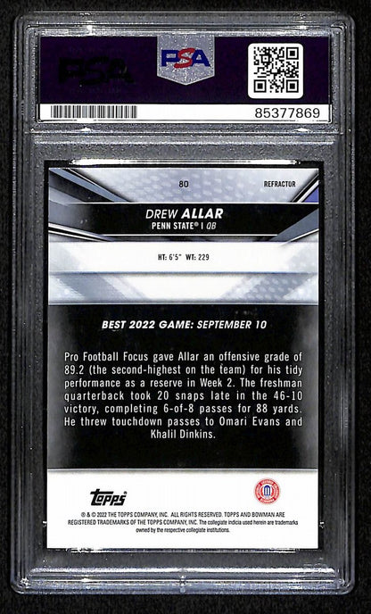 Drew Allar Penn State Signed 2022 Bowman U Best