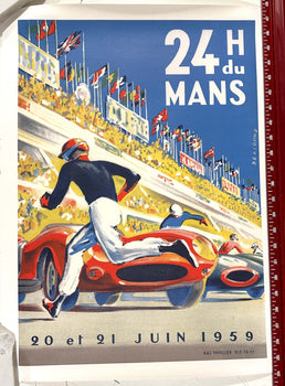 24 Hours Of Lemans 1959 24 Heures Du Mans Michel Beligond Vintage Race Poster