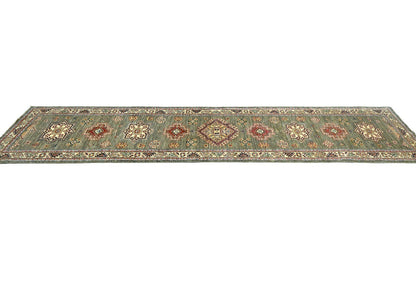 Kazak Oriental Runner Rug Geometric Design