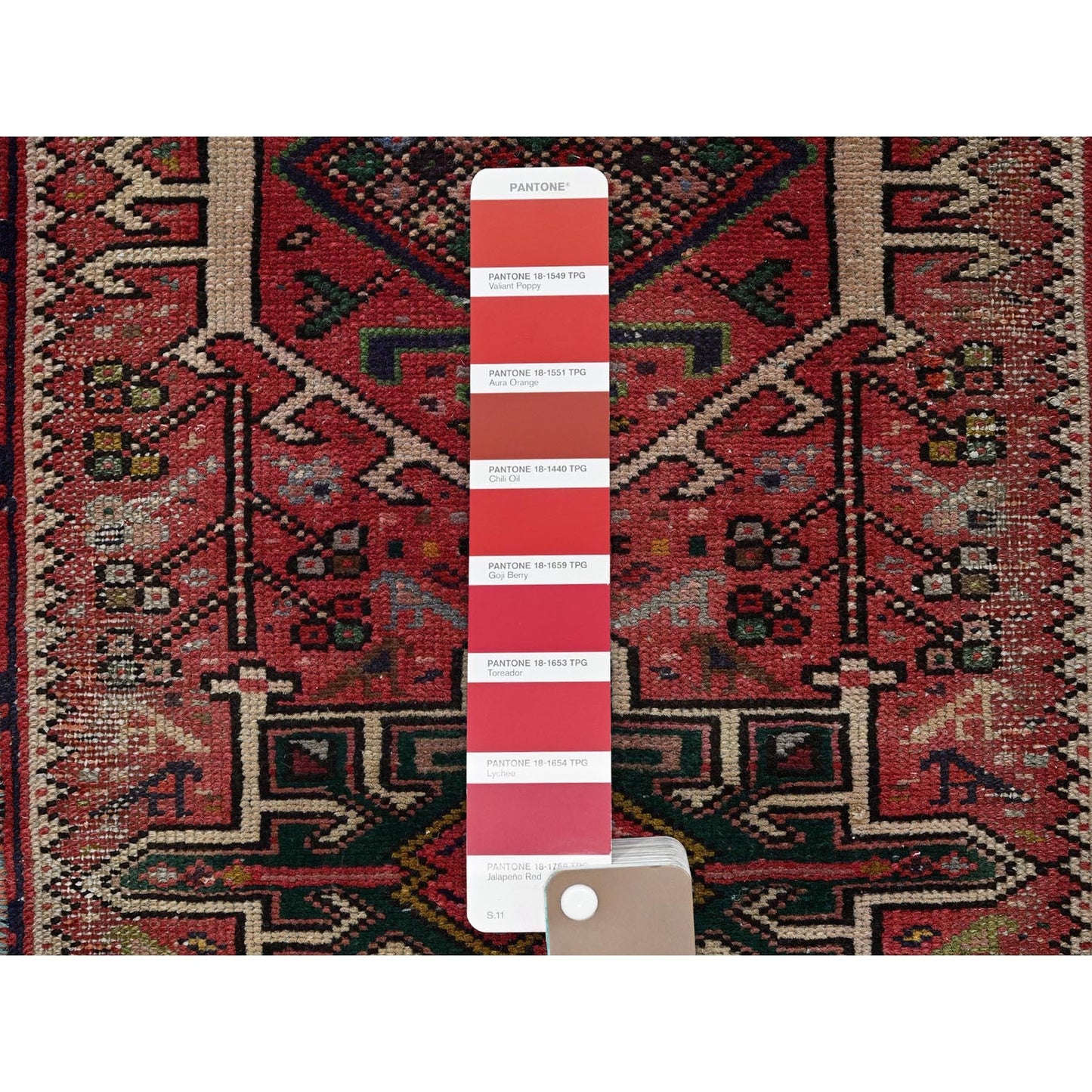 1'10"X4'2" Red Vintage Zoroastrian Heris Hand Knotted Pure Wool Runner Rug