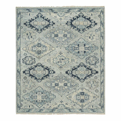 8'X10' Silver Gray Hand Knotted Anatolian Design Pure Wool Rug